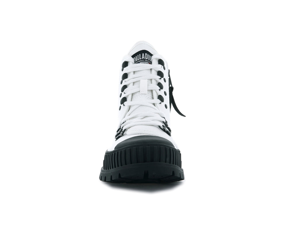 Zapatillas Palladium PALLASHOCK HKR HI Hombre Blancas Negras | Costa Rica-97514